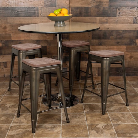 Flash Furniture 24" High Metal Indoor Counter Stool, Gray, PK4 4-ET-31320W-24-GN-R-GG